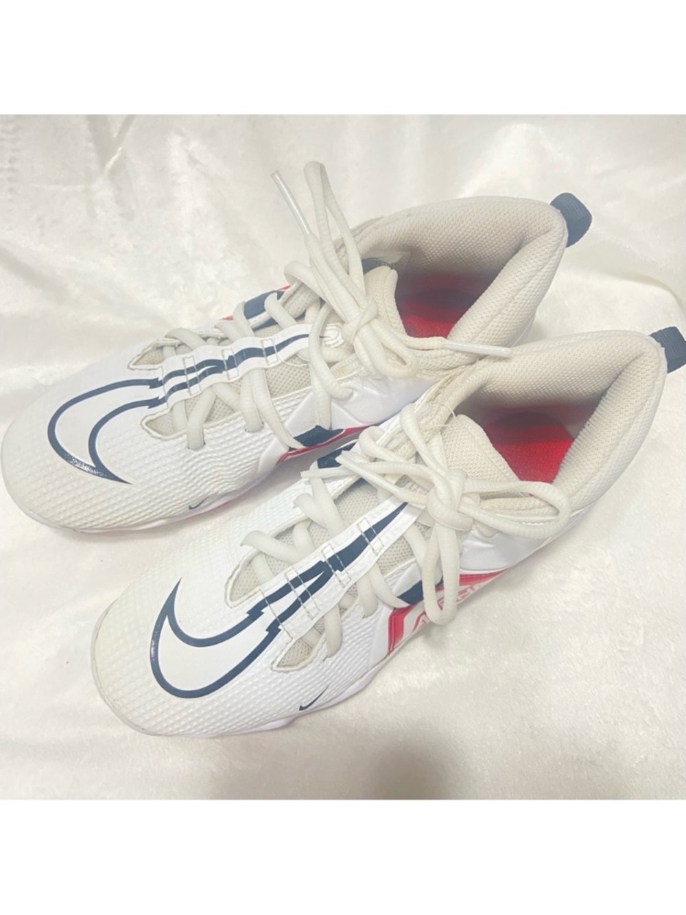 Nike Alpha Menace 3 Shark Football Cleats White and Red